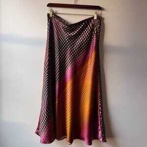 POLKA DOT MULTI COLORED SATIN EFFECT MIDI SKIRT